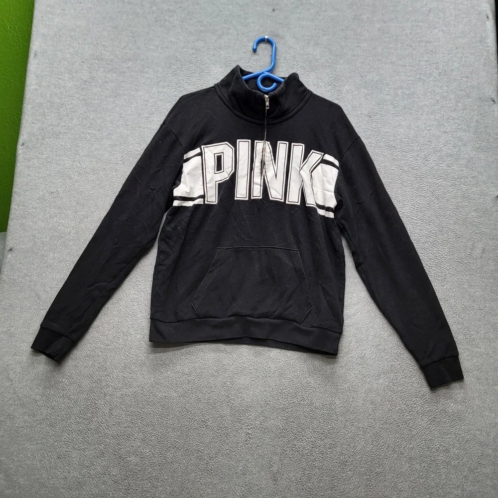 Victoria's Secret PINK Women Sweatshirt M Black Colorblock Logo